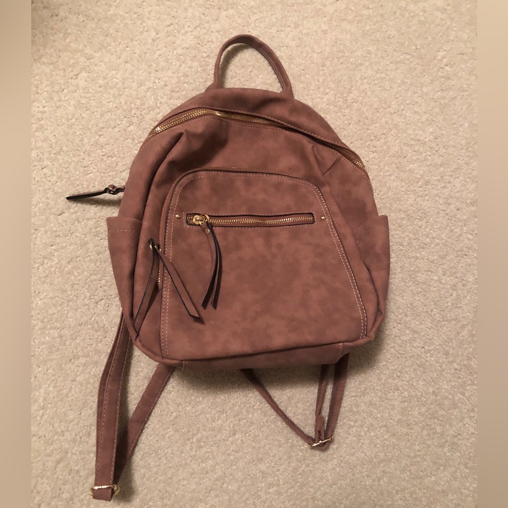 Multi pocket suede backpack